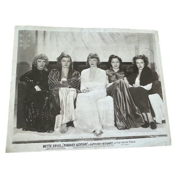 VTG Photo of Bette Davis & Women Cast from "Marked Woman" from the Cozy Theater - Picture 4 of 7